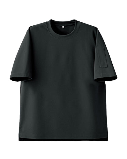 クルーネック半袖ニットシャツ