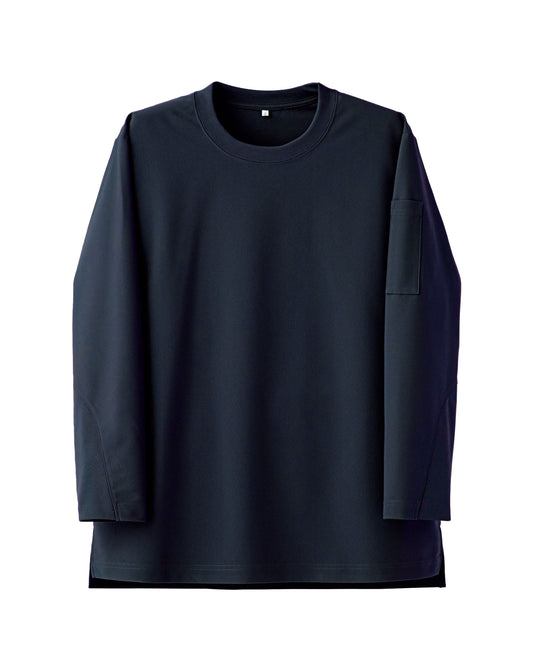 クルーネック長袖ニットシャツ