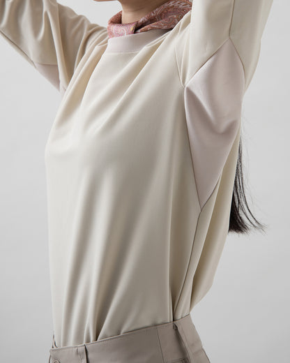 クルーネック長袖ニットシャツ