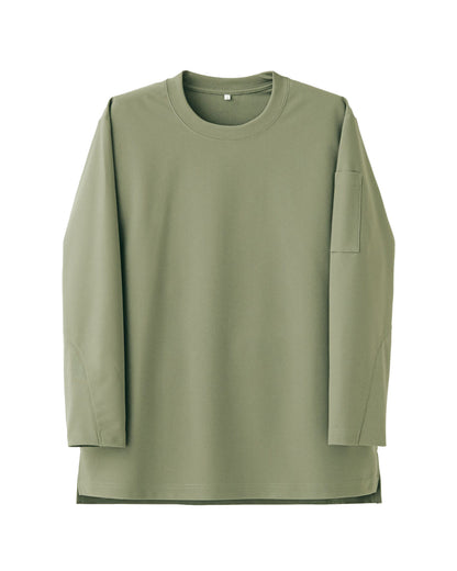 クルーネック長袖ニットシャツ