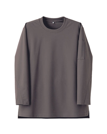 クルーネック長袖ニットシャツ