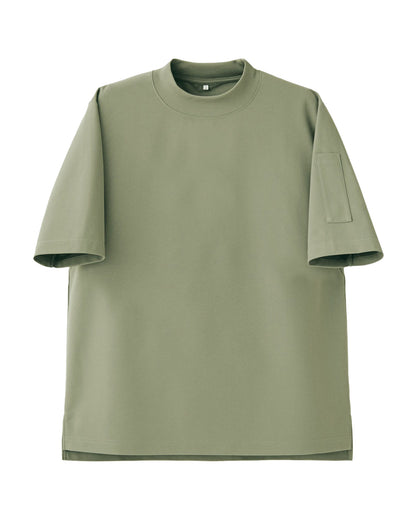 モックネック半袖ニットシャツ