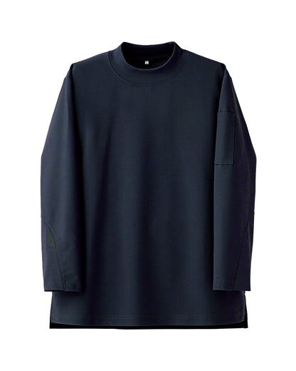 モックネック長袖ニットシャツ