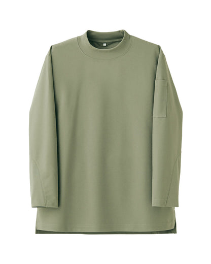 モックネック長袖ニットシャツ