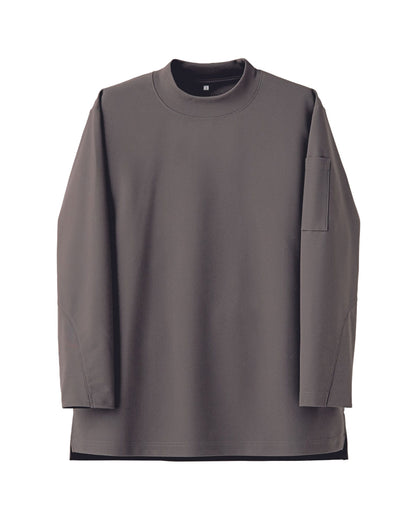 モックネック長袖ニットシャツ