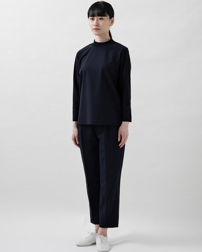 モックネック長袖ニットシャツ