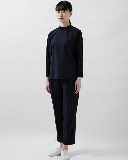 モックネック長袖ニットシャツ