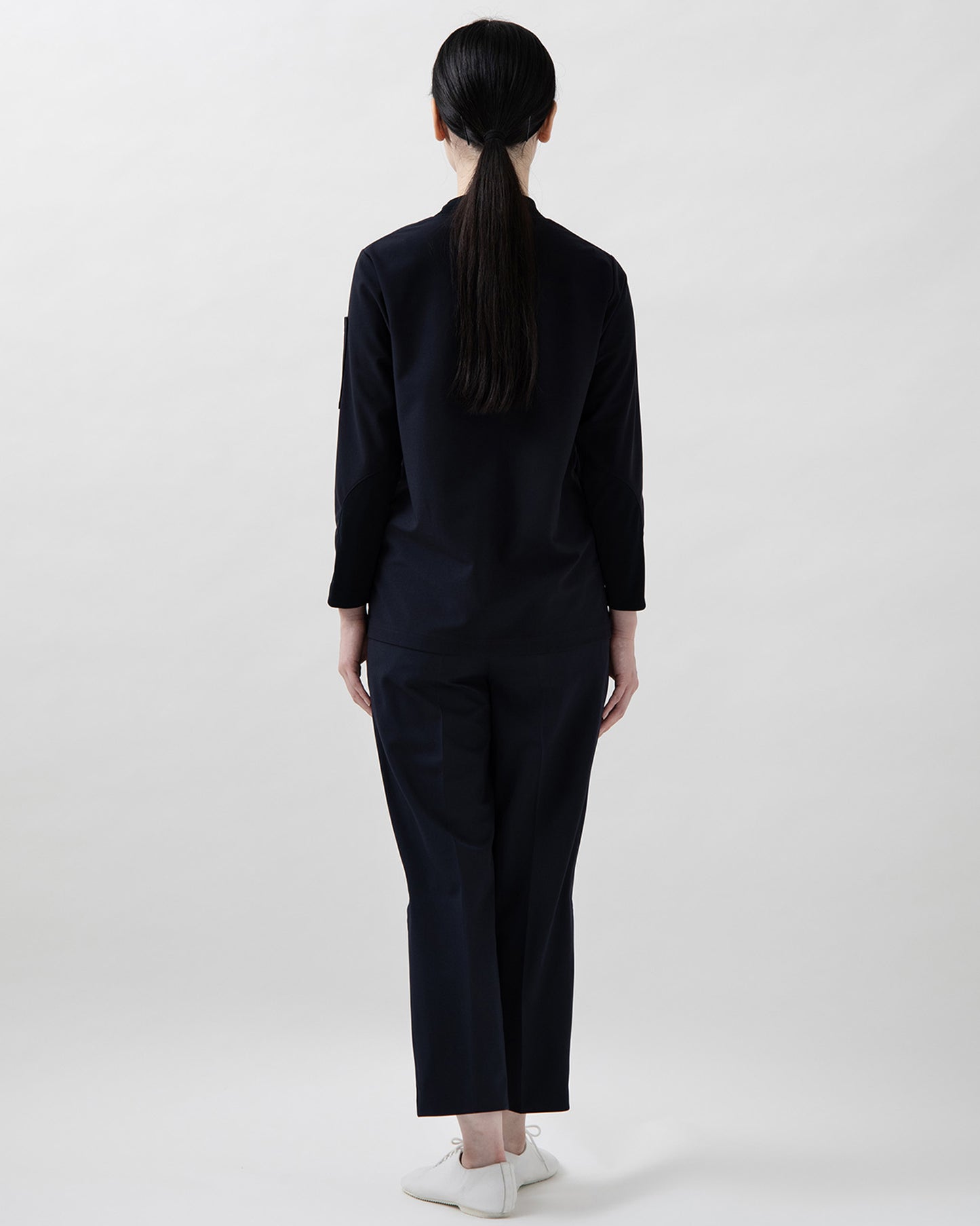 モックネック長袖ニットシャツ