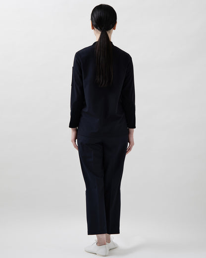 モックネック長袖ニットシャツ