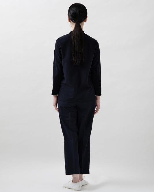 モックネック長袖ニットシャツ