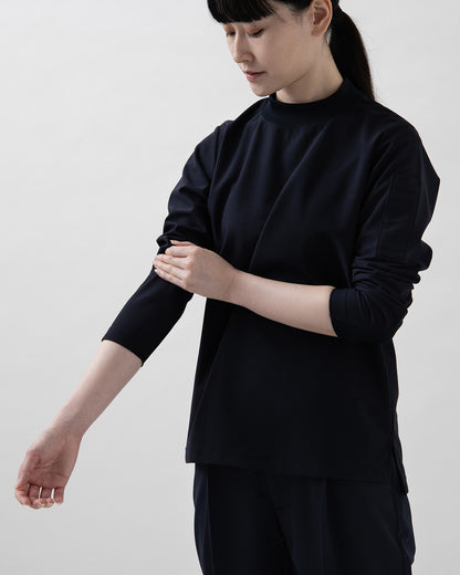 モックネック長袖ニットシャツ