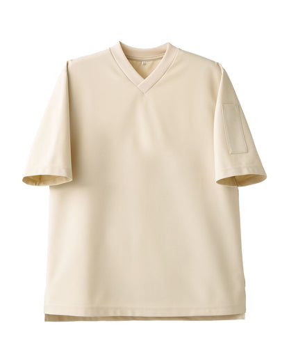 Vネック半袖ニットシャツ