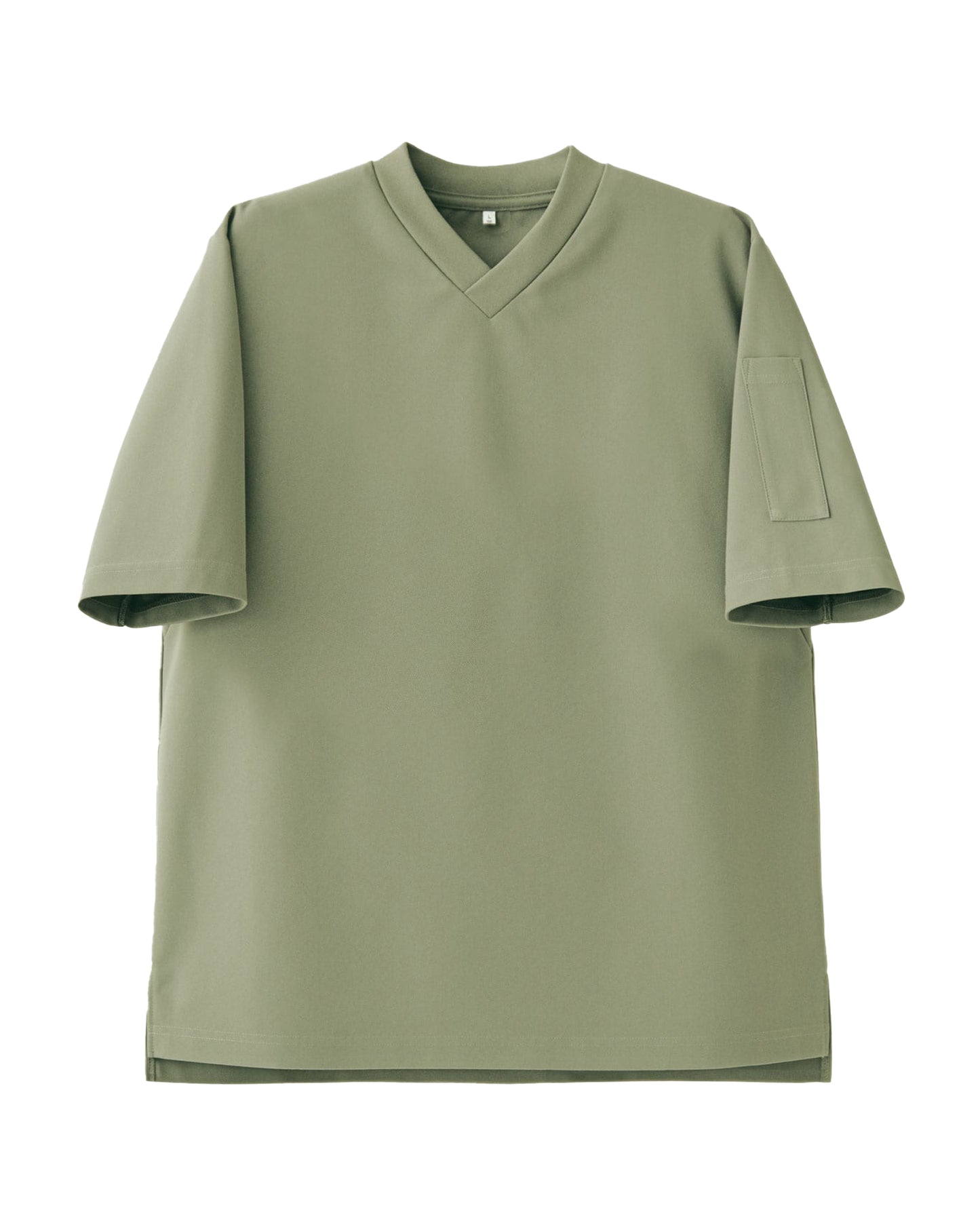 Vネック半袖ニットシャツ