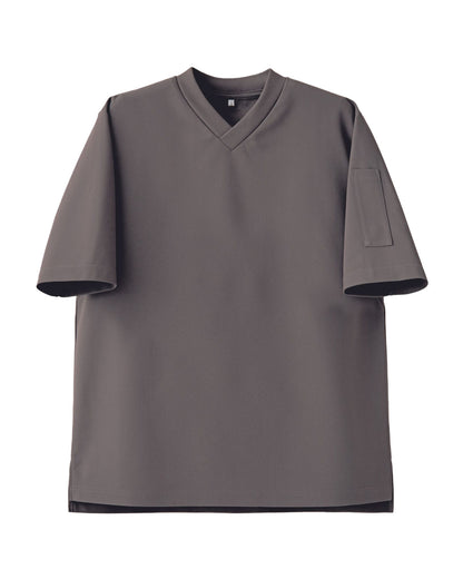 Vネック半袖ニットシャツ