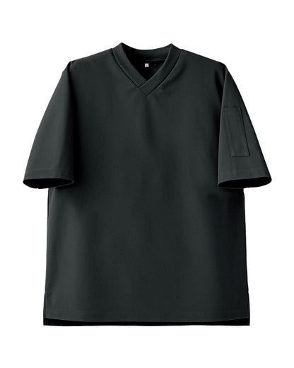 Vネック半袖ニットシャツ