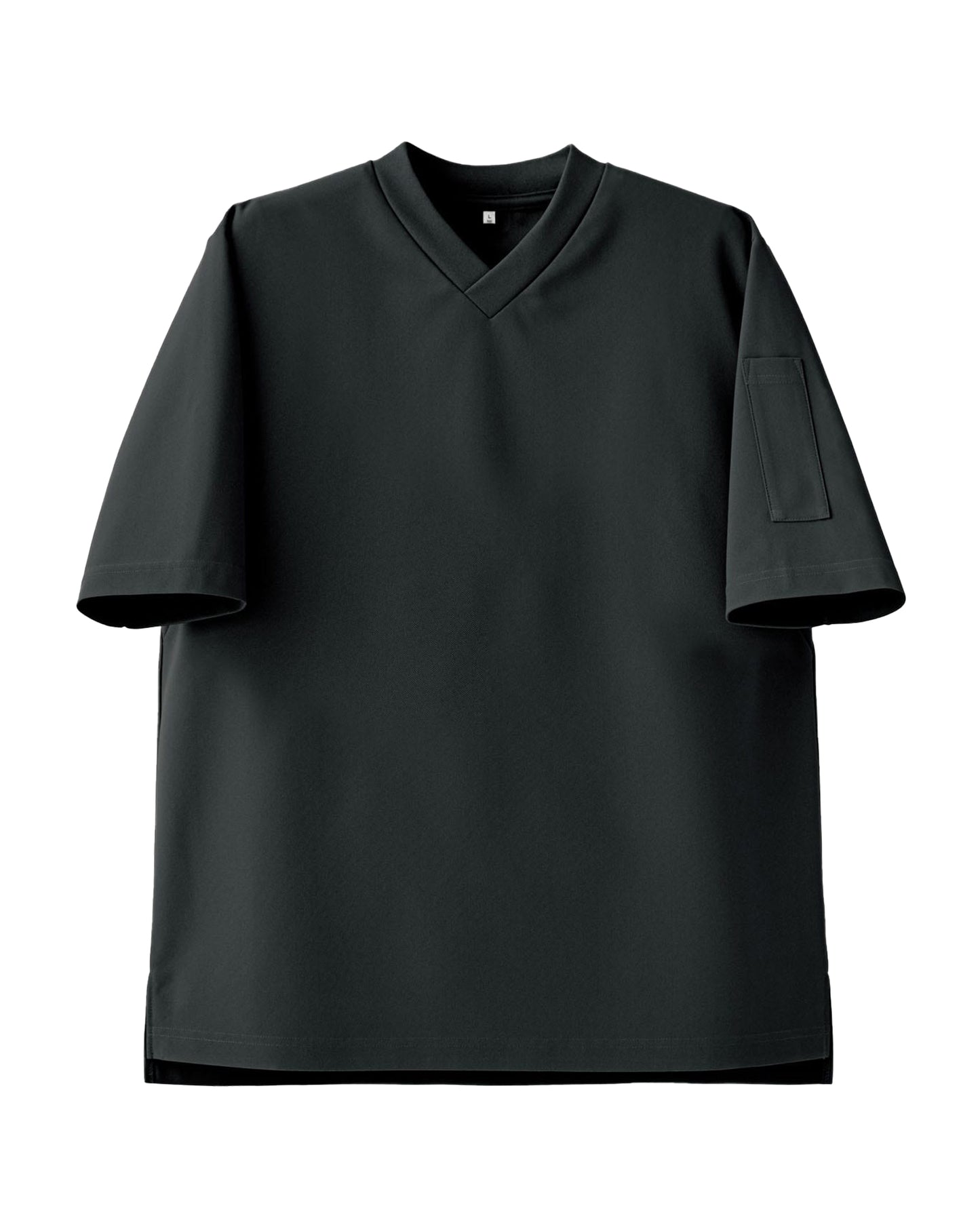 Vネック半袖ニットシャツ