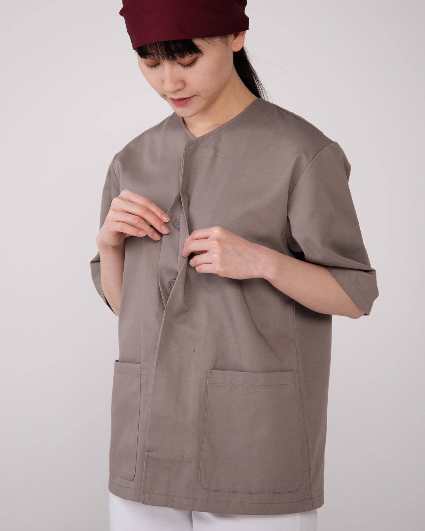 五分袖襟無し和風上衣