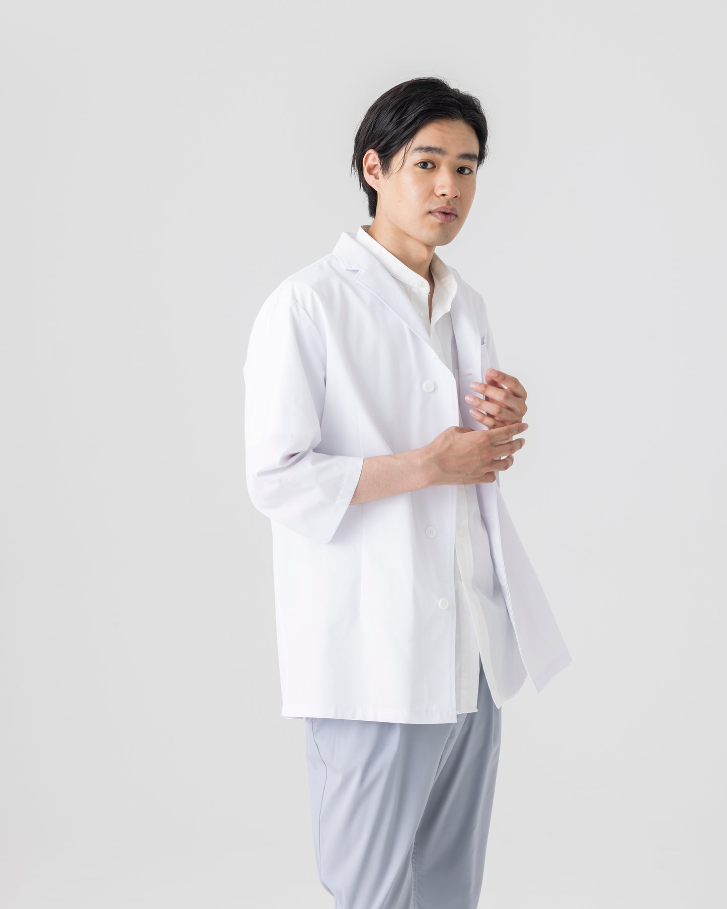 七分袖襟付き白衣