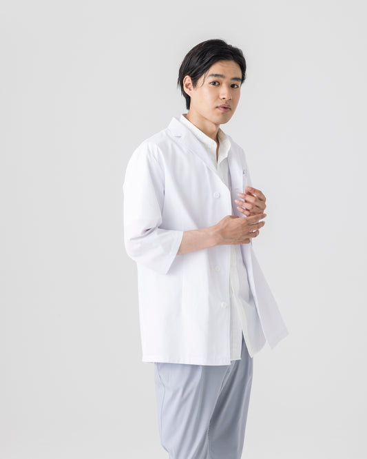 七分袖襟付き白衣