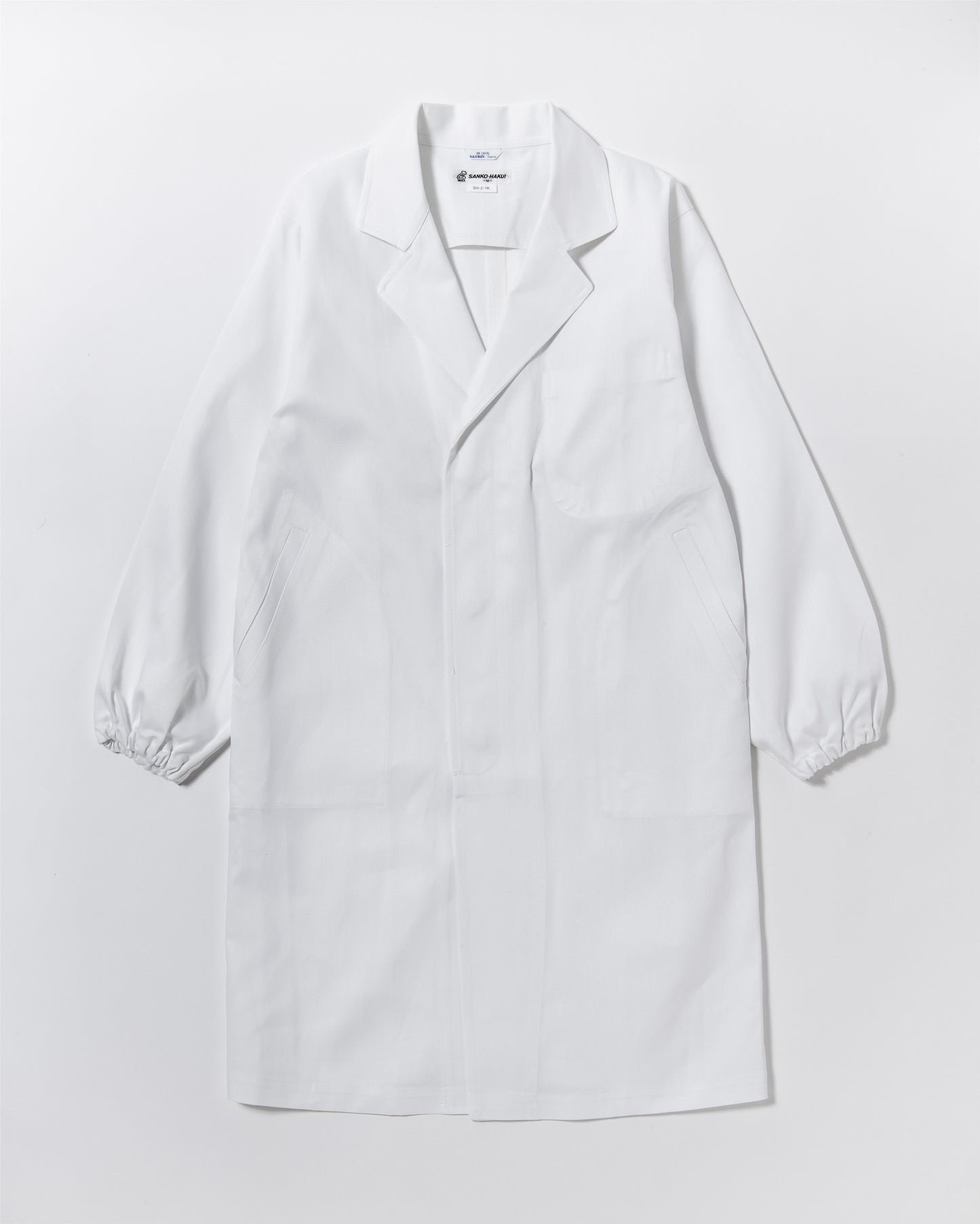 長袖襟付きロング白衣