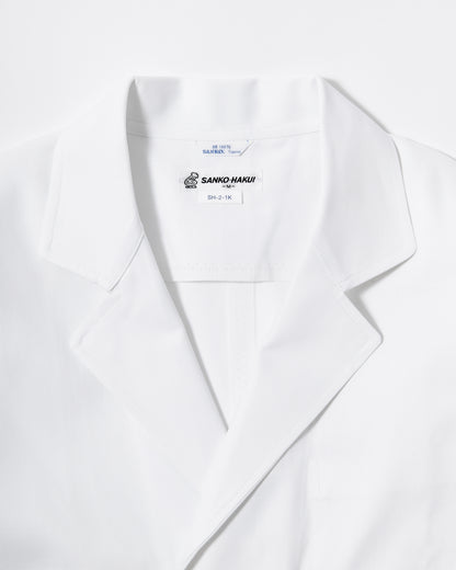 長袖襟付きロング白衣