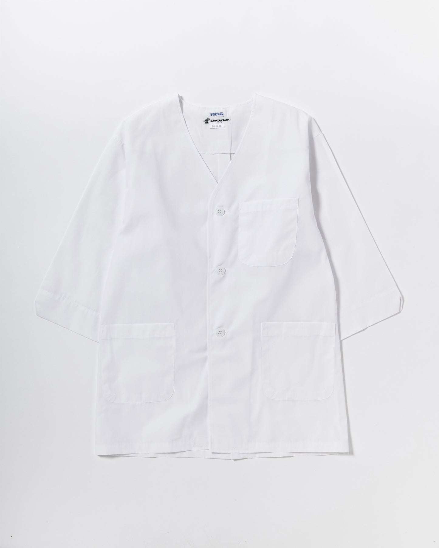 七分袖襟無し白衣