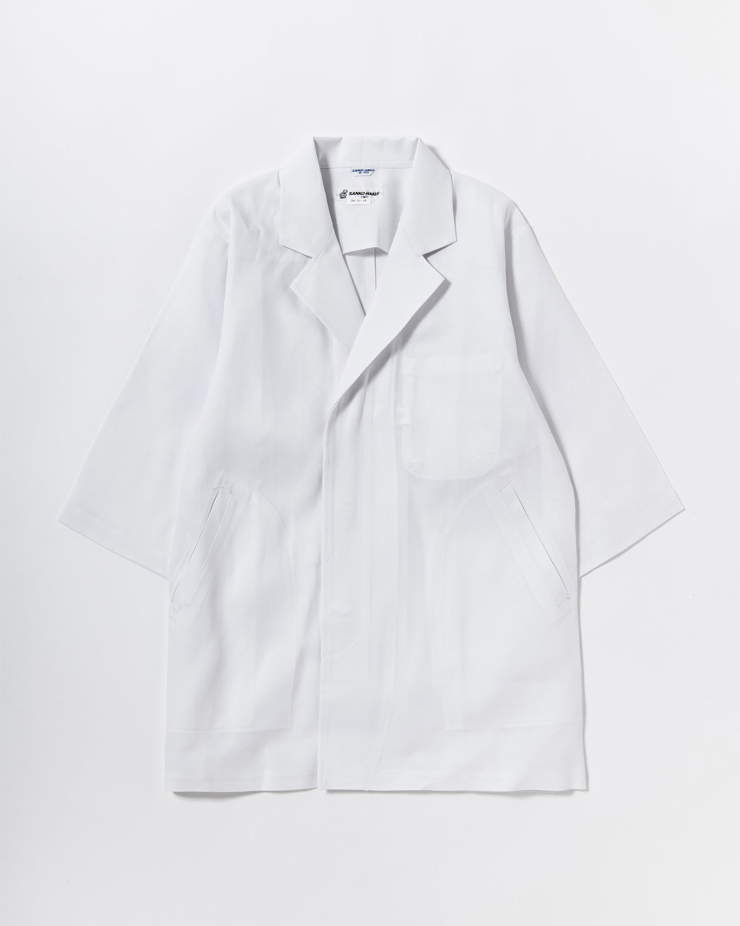 七分袖襟付き白衣