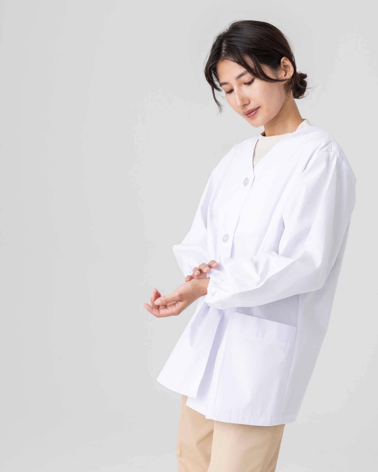 長袖襟無し白衣